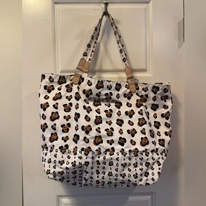 Victorias Secret Leopard Print Tote Bag with Angel Wings Charm